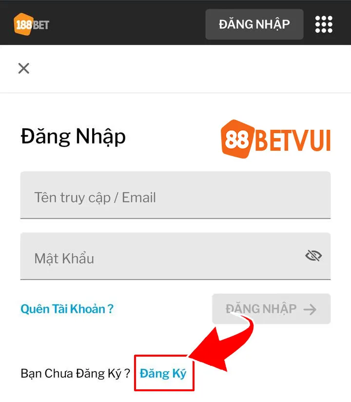 Truy cập vào đường link của nhà cái
